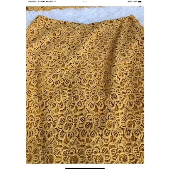 Anne Klein New York Woman’s Size 6 Crocheted Top And Skirt Mustard Yellow VTG - Picture 5 of 12